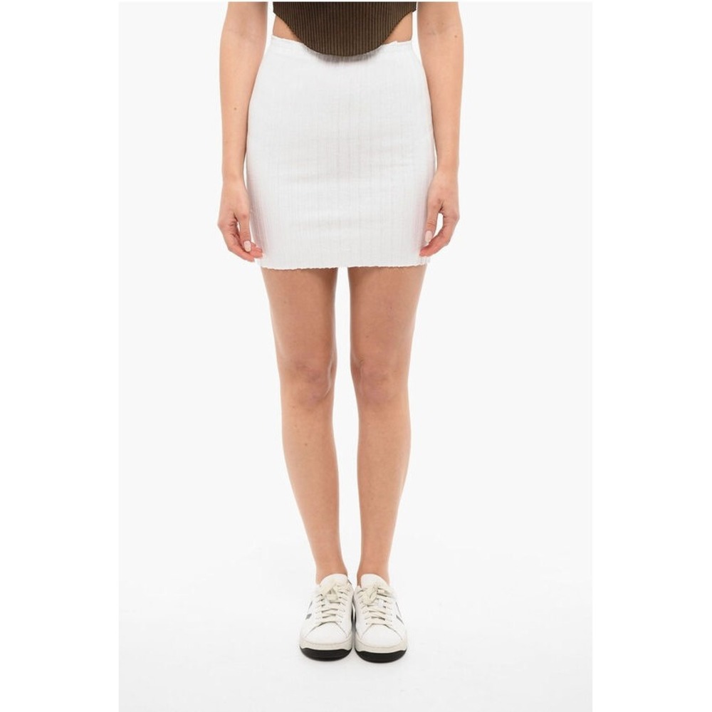 NWOT Cotton‎ Citizen Capri Mini Skirt White Ribbed Stretch Cotton Size L